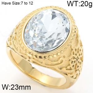 Stainless Steel Stone&Crystal Ring - KR48505-K