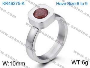 Stainless Steel Stone&Crystal Ring - KR49275-K