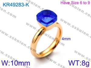 Stainless Steel Stone&Crystal Ring - KR49283-K