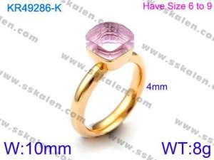 Stainless Steel Stone&Crystal Ring - KR49286-K