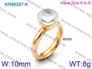 Stainless Steel Stone&Crystal Ring - KR49287-K