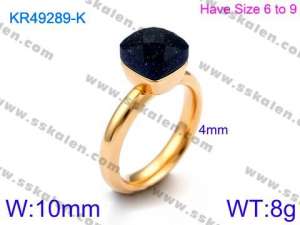 Stainless Steel Stone&Crystal Ring - KR49289-K