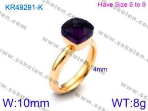 Stainless Steel Stone&Crystal Ring - KR49291-K