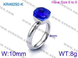 Stainless Steel Stone&Crystal Ring - KR49292-K