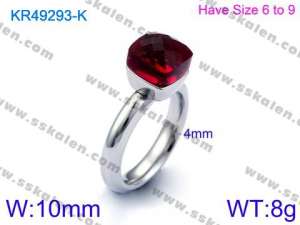 Stainless Steel Stone&Crystal Ring - KR49293-K