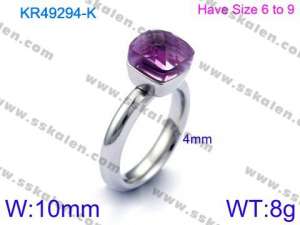 Stainless Steel Stone&Crystal Ring - KR49294-K