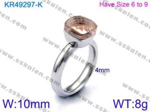 Stainless Steel Stone&Crystal Ring - KR49297-K