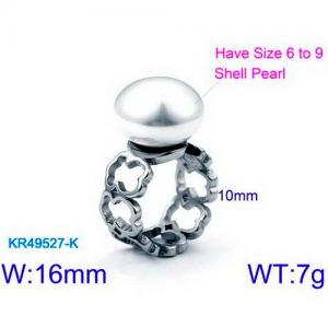 SS Shell Pearl Rings - KR49527-K