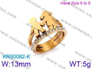 Stainless Steel Stone&Crystal Ring - KR50082-K-