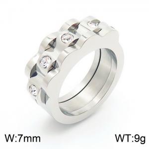 Stainless Steel Stone&Crystal Ring - KR50111-K