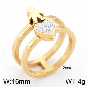 Stainless Steel Stone&Crystal Ring - KR50155-GC