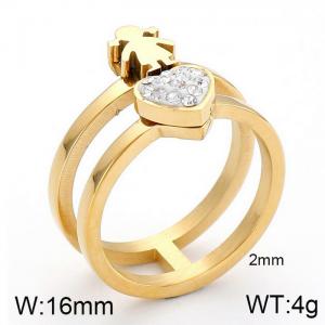 Stainless Steel Stone&Crystal Ring - KR50161-GC