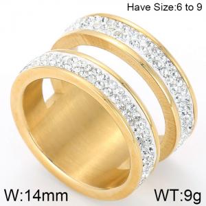 Stainless Steel Stone&Crystal Ring - KR50221-K