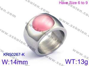 Stainless Steel Stone&Crystal Ring - KR50267-K