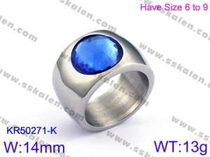 Stainless Steel Stone&Crystal Ring - KR50271-K