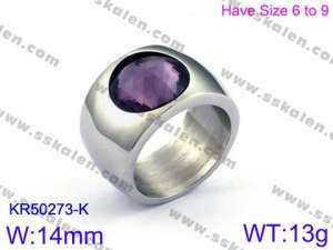 Stainless Steel Stone&Crystal Ring - KR50273-K