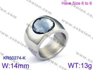 Stainless Steel Stone&Crystal Ring - KR50274-K