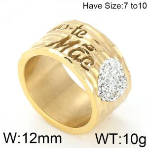 Stainless Steel Stone&Crystal Ring（ Mother's Day） - KR50301-K