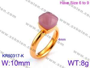 Stainless Steel Stone&Crystal Ring - KR50317-K