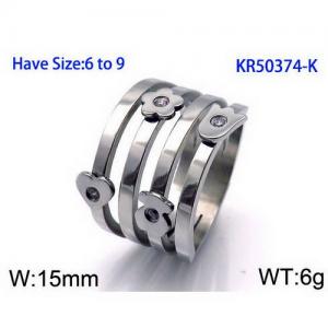 Stainless Steel Stone&Crystal Ring - KR50374-K