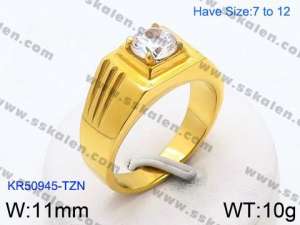 Stainless Steel Stone&Crystal Ring - KR50945-TZN