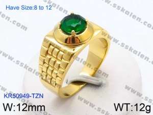 Stainless Steel Stone&Crystal Ring - KR50949-TZN