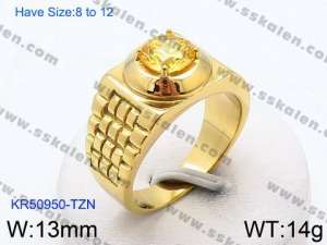 Stainless Steel Stone&Crystal Ring - KR50950-TZN