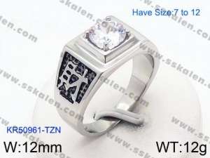 Stainless Steel Stone&Crystal Ring - KR50961-TZN