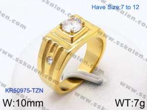 Stainless Steel Stone&Crystal Ring - KR50975-TZN