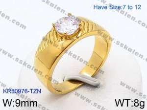 Stainless Steel Stone&Crystal Ring - KR50976-TZN