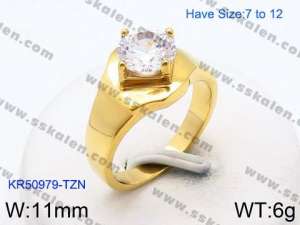 Stainless Steel Stone&Crystal Ring - KR50979-TZN