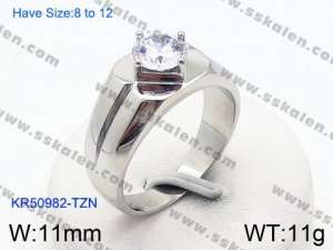 Stainless Steel Stone&Crystal Ring - KR50982-TZN