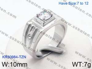 Stainless Steel Stone&Crystal Ring - KR50984-TZN