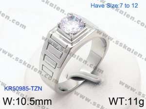 Stainless Steel Stone&Crystal Ring - KR50985-TZN