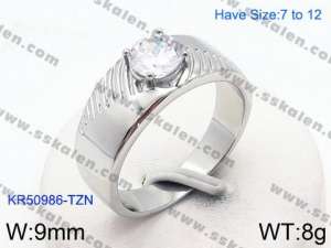 Stainless Steel Stone&Crystal Ring - KR50986-TZN