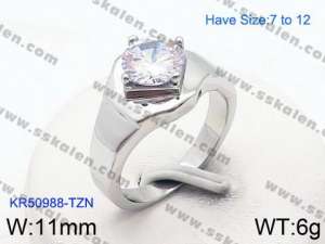 Stainless Steel Stone&Crystal Ring - KR50988-TZN