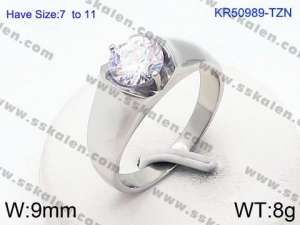 Stainless Steel Stone&Crystal Ring - KR50989-TZN