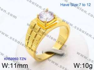 Stainless Steel Stone&Crystal Ring - KR50992-TZN