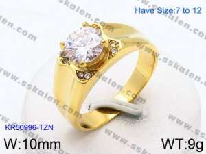 Stainless Steel Stone&Crystal Ring - KR50996-TZN