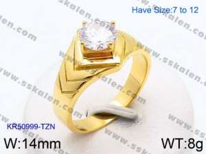 Stainless Steel Stone&Crystal Ring - KR50999-TZN