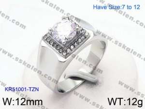 Stainless Steel Stone&Crystal Ring - KR51001-TZN