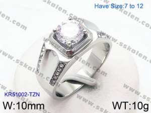 Stainless Steel Stone&Crystal Ring - KR51002-TZN