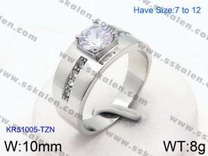 Stainless Steel Stone&Crystal Ring - KR51005-TZN