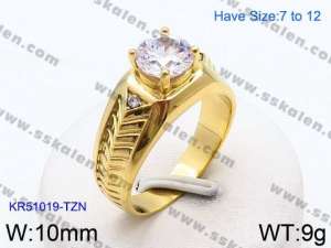 Stainless Steel Stone&Crystal Ring - KR51019-TZN