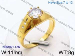 Stainless Steel Stone&Crystal Ring - KR51021-TZN