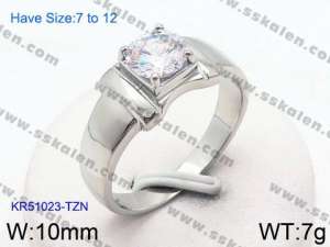 Stainless Steel Stone&Crystal Ring - KR51023-TZN