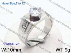 Stainless Steel Stone&Crystal Ring - KR51025-TZN