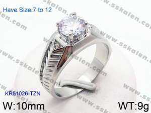 Stainless Steel Stone&Crystal Ring - KR51026-TZN