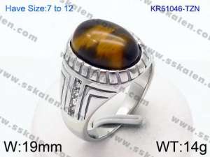 Stainless Steel Stone&Crystal Ring - KR51046-TZN