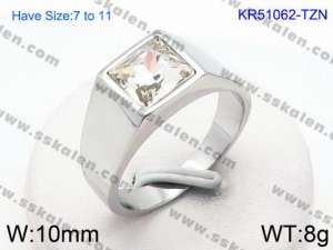 Stainless Steel Stone&Crystal Ring - KR51062-TZN